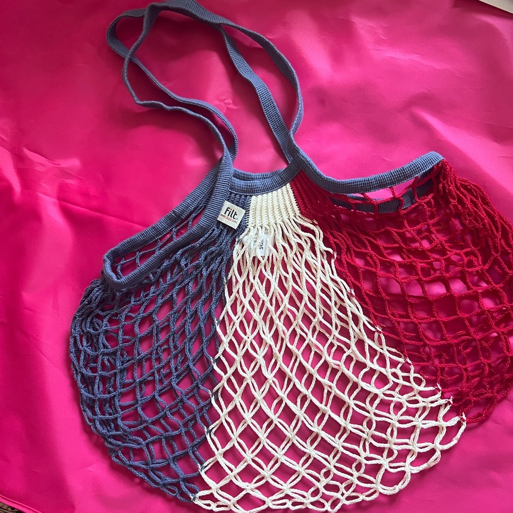 New without tag Tricolor Filt Mesh Tote Bag, Made in France, Purchased in France